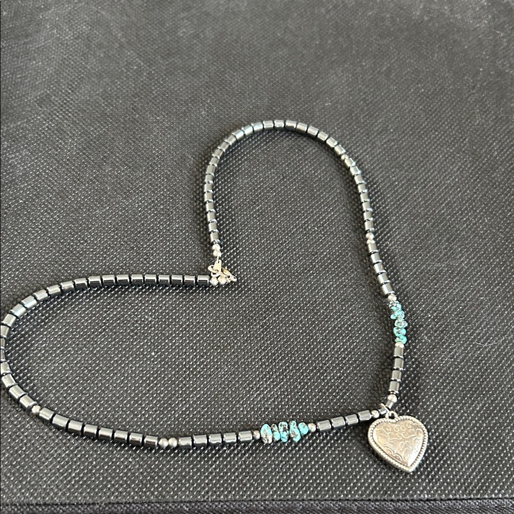 Black and Silver 18” Heart Pendant Necklace